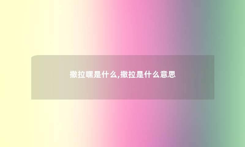 撒拉嘿是什么,撒拉是什么意思