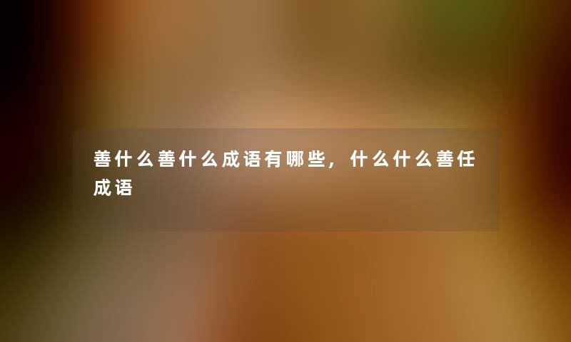 善什么善什么成语有哪些,什么什么善任成语