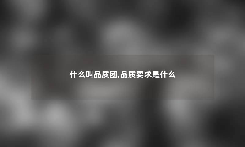 什么叫品质团,品质要求是什么