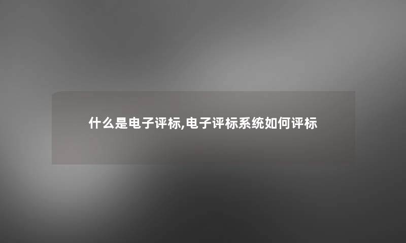 什么是电子评标,电子评标系统如何评标