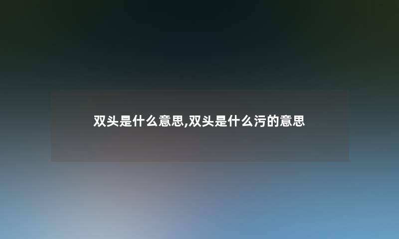 双头是什么意思,双头是什么污的意思