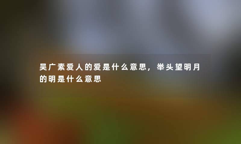 吴广素爱人的爱是什么意思,举头望明月的明是什么意思