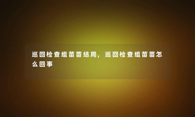 巡回检查组苗苗结局,巡回检查组苗苗怎么回事