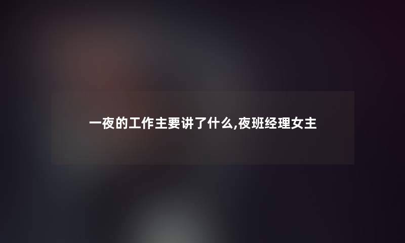 一夜的工作主要讲了什么,夜班经理女主