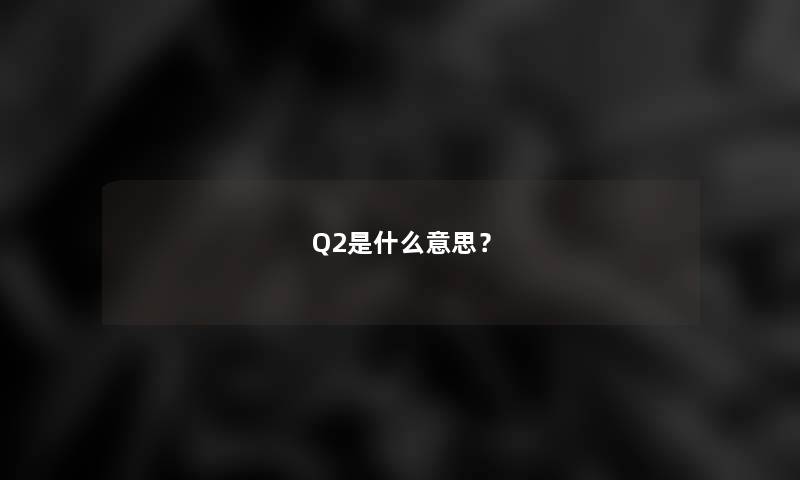 Q2是什么意思？