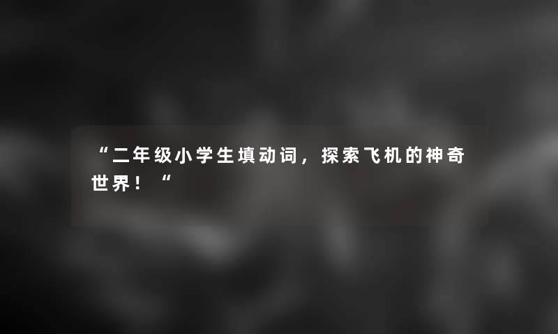 “二年级小学生填动词，探索飞机的神奇世界！“