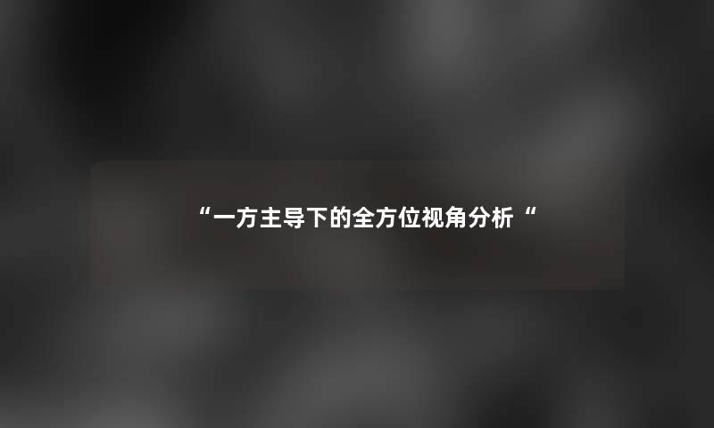 “一方主导下的全方位视角想说“