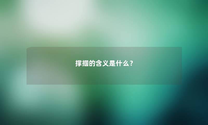 撑掴的含义是什么？