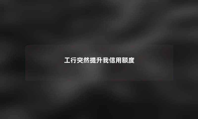 工行突然提升我信用额度