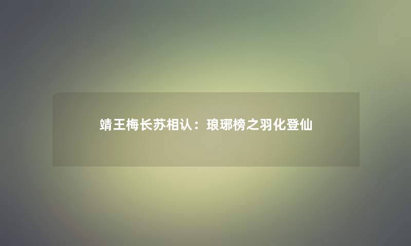 靖王梅长苏相认：琅琊榜之羽化登仙