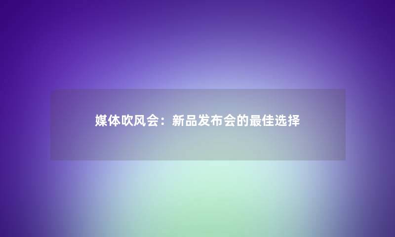 媒体吹风会：新品发布会的理想选择