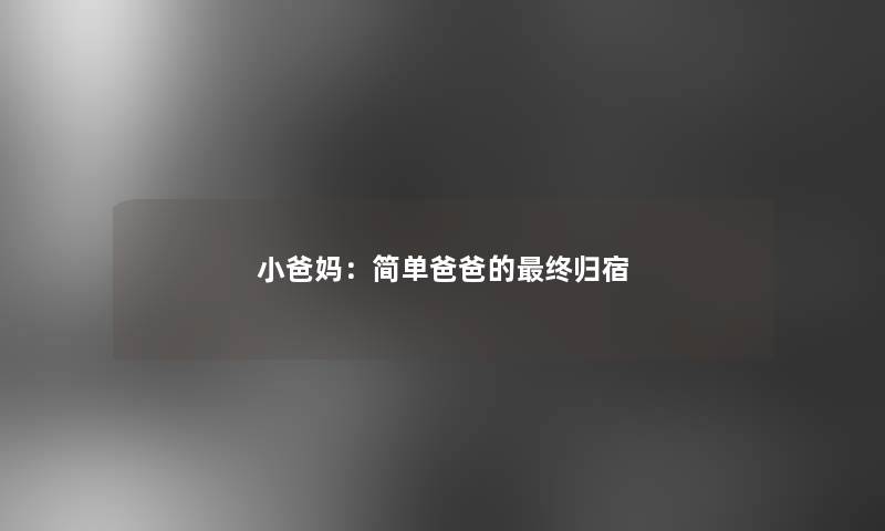 小爸妈：简单爸爸的终归宿