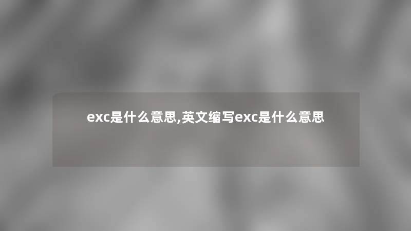 exc是什么意思,英文缩写exc是什么意思