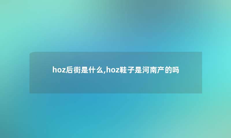 hoz后街是什么,hoz鞋子是河南产的吗