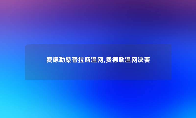 费德勒桑普拉斯温网,费德勒温网决赛