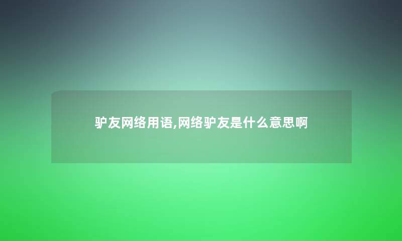 驴友网络用语,网络驴友是什么意思啊