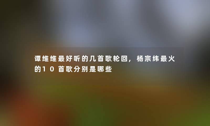 谭维维好听的几首歌轮回,杨宗纬火的10首歌分别是哪些