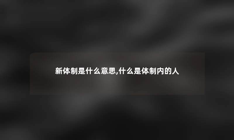 新体制是什么意思,什么是体制内的人