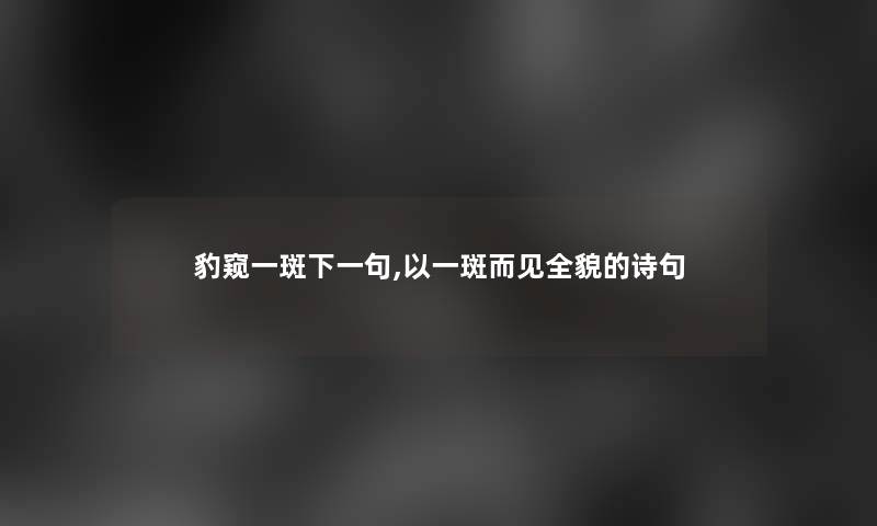 豹窥一斑下一句,以一斑而见全貌的诗句