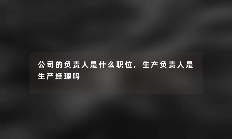 公司的是什么职位,生产是生产经理吗