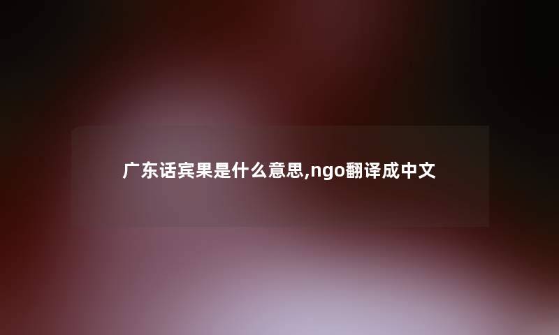 广东话宾果是什么意思,ngo翻译成中文