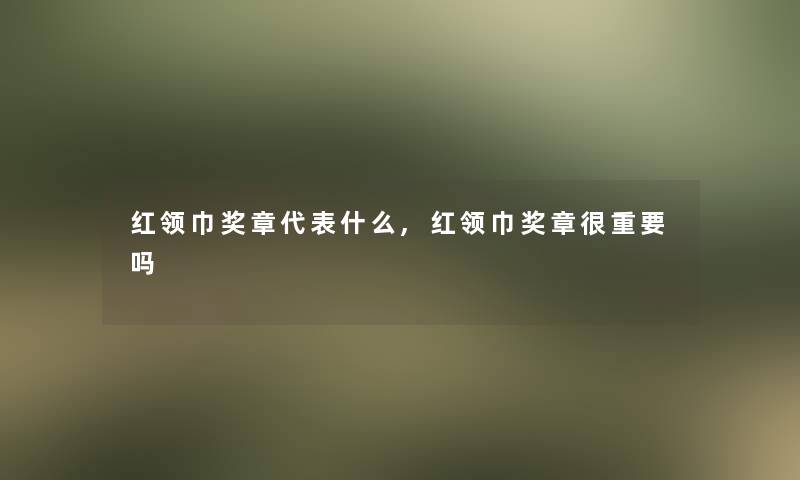 红领巾奖章代表什么,红领巾奖章很重要吗