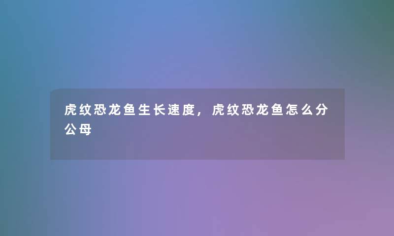 虎纹恐龙鱼生长速度,虎纹恐龙鱼怎么分公母