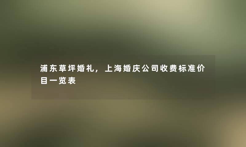 浦东草坪婚礼,上海婚庆公司收费标准价目一览表