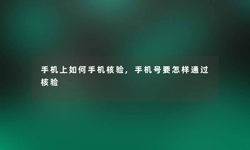 手机上如何手机核验,手机号要怎样核验