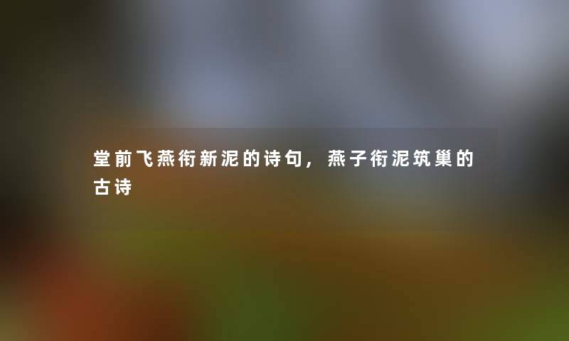 堂前飞燕衔新泥的诗句,燕子衔泥筑巢的古诗