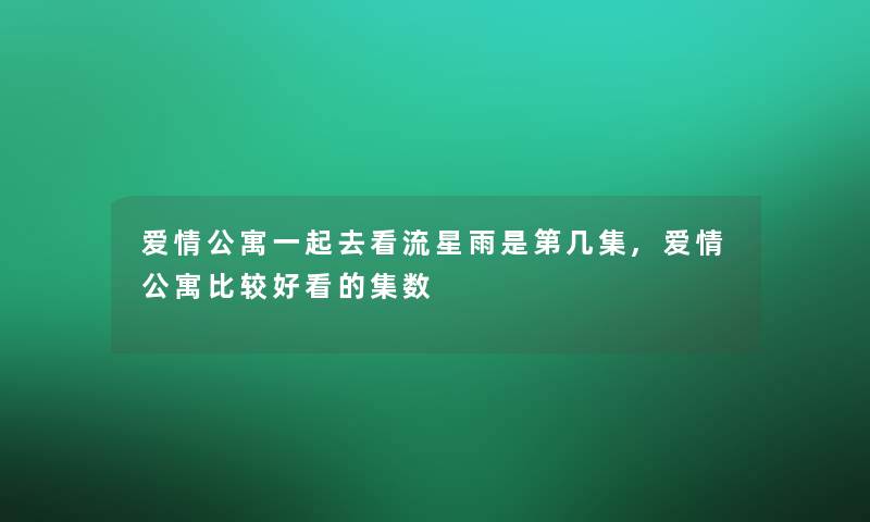 爱情公寓一起去看流星雨是第几集,爱情公寓比较好看的集数