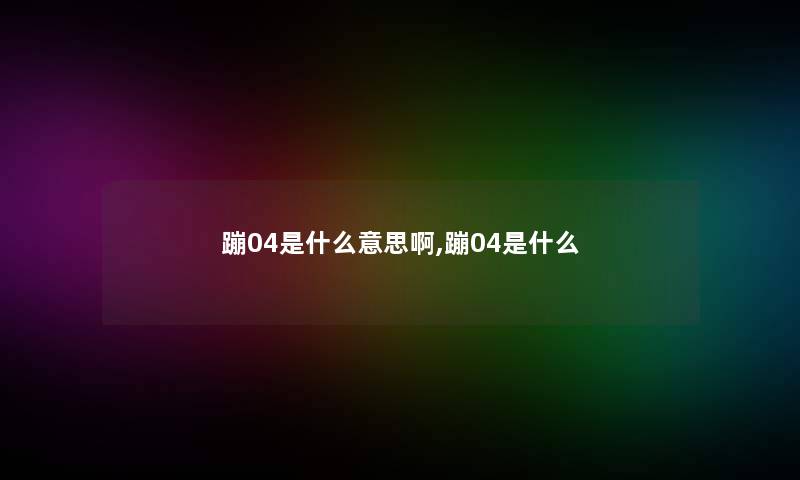 蹦04是什么意思啊,蹦04是什么