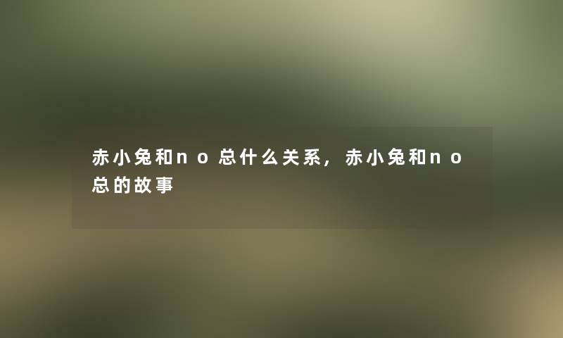 赤小兔和no总什么关系,赤小兔和no总的故事