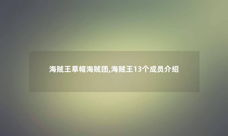 海贼王草帽海贼团,海贼王13个成员介绍