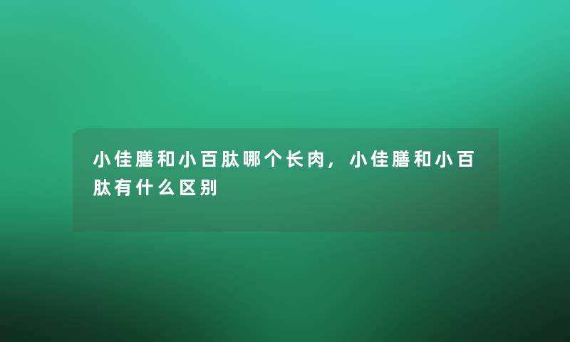 小佳膳和小百肽哪个长肉,小佳膳和小百肽有什么区别