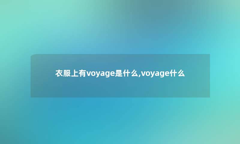 衣服上有voyage是什么,voyage什么