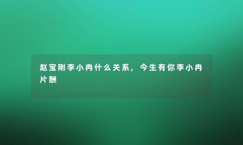 赵宝刚李小冉什么关系,今生有你李小冉片酬