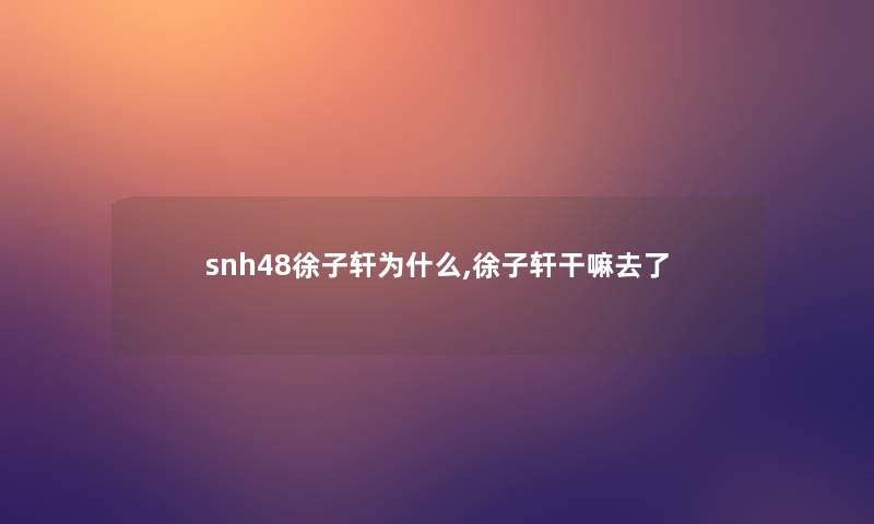 snh48徐子轩为什么,徐子轩干嘛去了