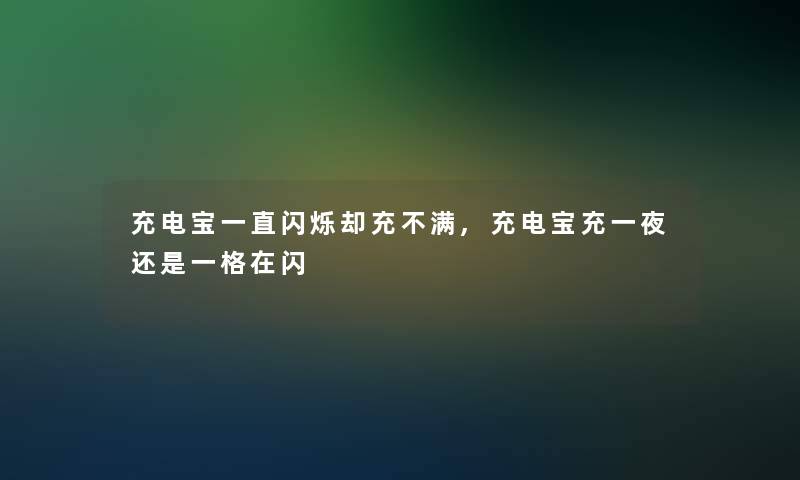 充电宝一直闪烁却充不满,充电宝充一夜还是一格在闪