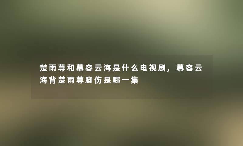 楚雨荨和慕容云海是什么电视剧,慕容云海背楚雨荨脚伤是哪一集