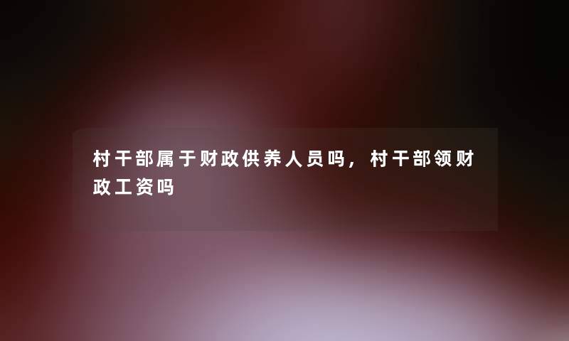 村干部属于财政供养人员吗,村干部领财政工资吗