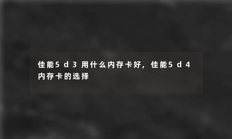 佳能5d3用什么内存卡好,佳能5d4内存卡的选择