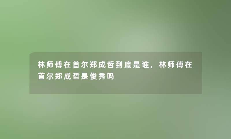 林师傅在首尔郑成哲到底是谁,林师傅在首尔郑成哲是俊秀吗