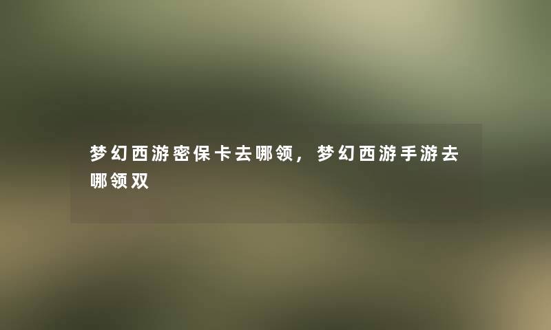 梦幻西游密保卡去哪领,梦幻西游手游去哪领双