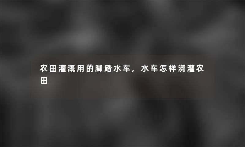 农田灌溉用的脚踏水车,水车怎样浇灌农田