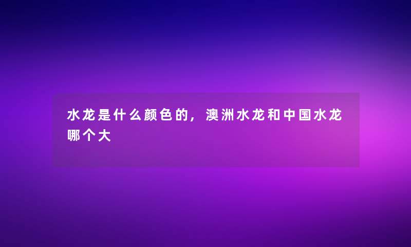 水龙是什么颜色的,澳洲水龙和中国水龙哪个大