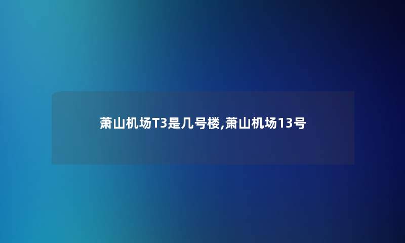 萧山机场T3是几号楼,萧山机场13号