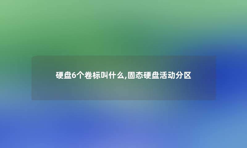 硬盘6个卷标叫什么,固态硬盘活动分区