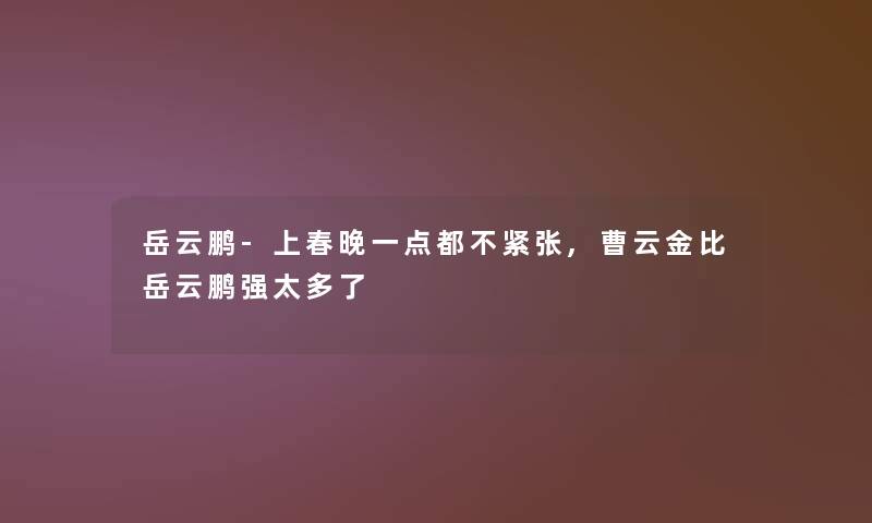 岳云鹏-上春晚一点都不紧张,曹云金比岳云鹏强太多了