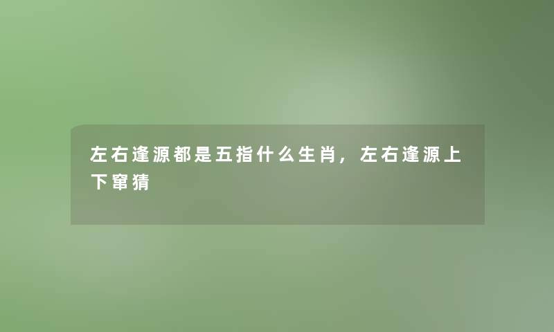 左右逢源都是五指什么生肖,左右逢源上下窜猜